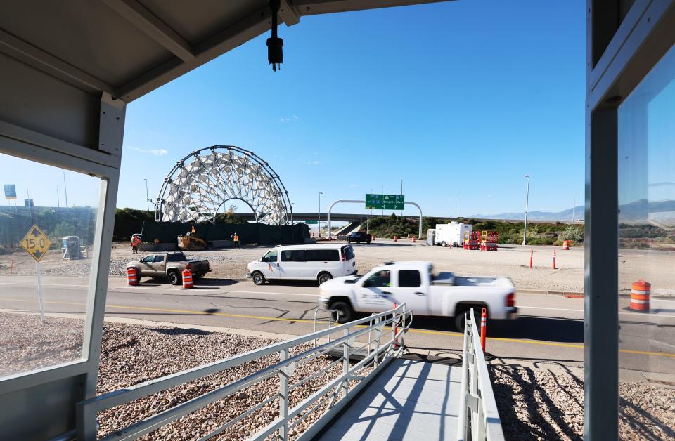 The Hoberman Arch has been reassembled in its new home at the Salt Lake City International Airport in Salt Lake City on Monday, Aug. 28, 2023. | Scott G Winterton, Deseret News