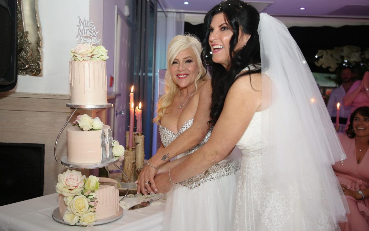 Samantha Fox and Linda Olsen marry at King's Oak Hotel, Loughton