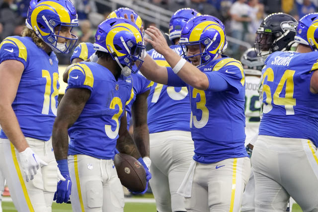 Seattle Seahawks quarterback Geno Smith (7) passes the ball during an NFL  football game against the Los Angeles Rams, Sunday, Sept. 10, 2023 in  Seattle. The Rams won 30-13. (AP Photo/Ben VanHouten