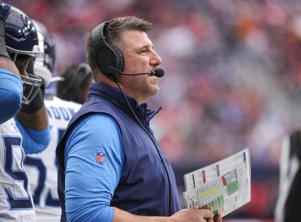 The Tennessee Titans fired Mike Vrabel in early January. / Troy Taormina-USA TODAY Sports