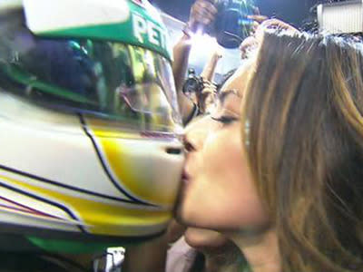 <p>And then there's this. Can someone please explain why Nicole Scherzinger couldn't wait until boyfriend Lewis hamilton took his helmet off before celebrating his Formula One world title?</p>