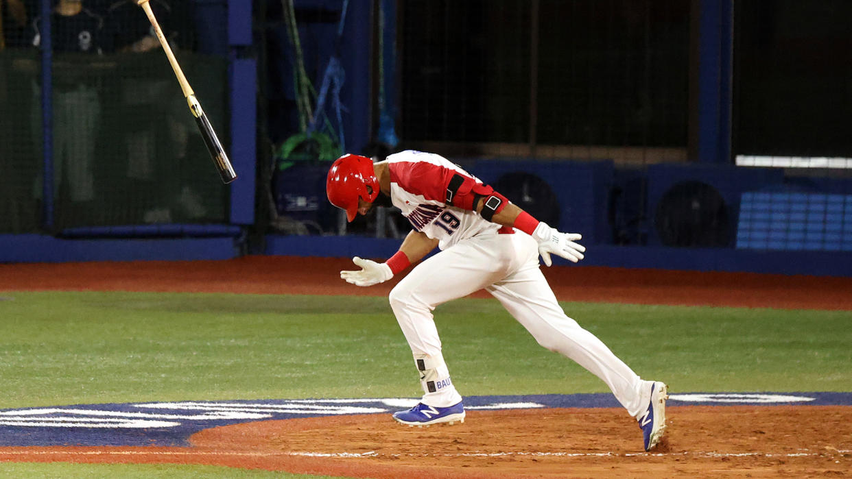 Another epic bat flip for Jose Bautista after delivering a clutch hit. (Photo by Yuichi Masuda/Getty Images)