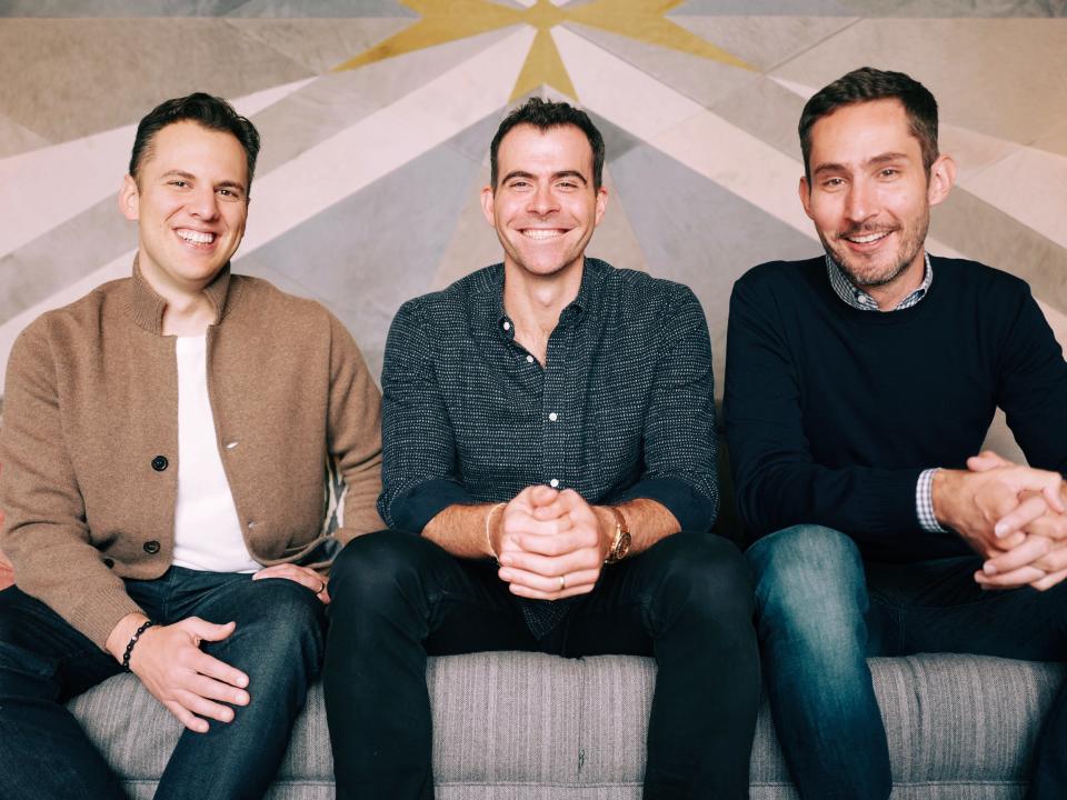 Adam Mosseri with co founders Kevin Systrom and Mike Krieger