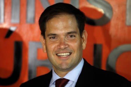 U.S. Senator Marco Rubio looks on during an official photo with Honduran Attorney General Oscar Chinchilla (not pictured) at the attorney's facilities in Tegucigalpa, Honduras May 31, 2016. REUTERS/Jorge Cabrera