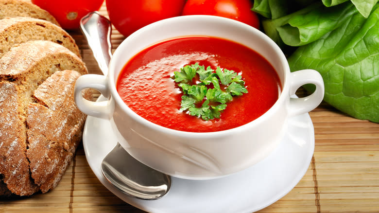 tomato soup in bowl