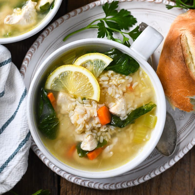 Serve and garnish Copycat Panera Greek Lemon Chicken Soup Large 3