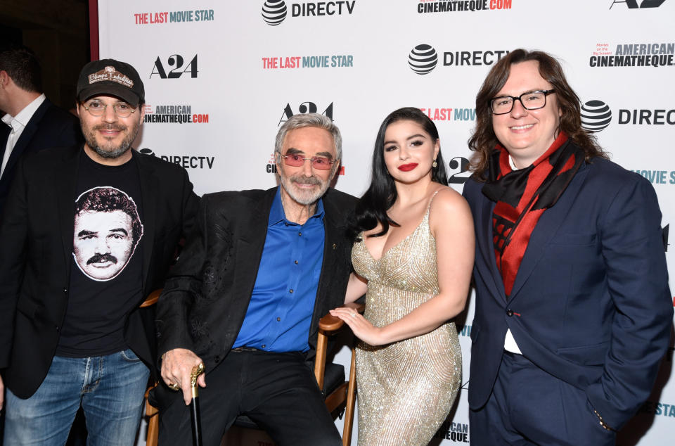 Director Adam Rifkin, Burt Reynolds, Ariel Winter, and Clark Duke attend the Los Angeles premiere of ‘The Last Movie Star’ at the Egyptian Theatre on March 22, 2018 in Hollywood, California. (Photo by Michael Tullberg/Getty Images.)