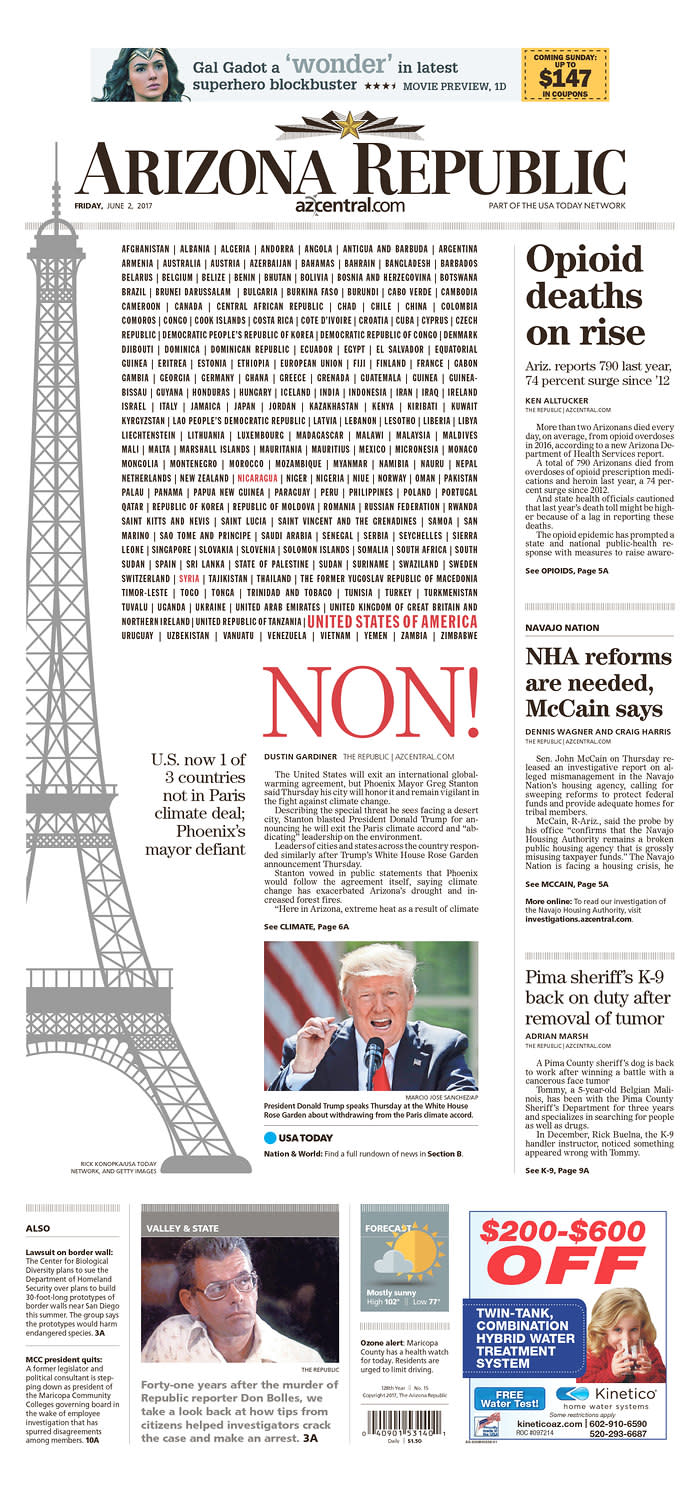 <p>“The Arizona Republic,” published in Phoenix, Ariz. (Newseum) </p>