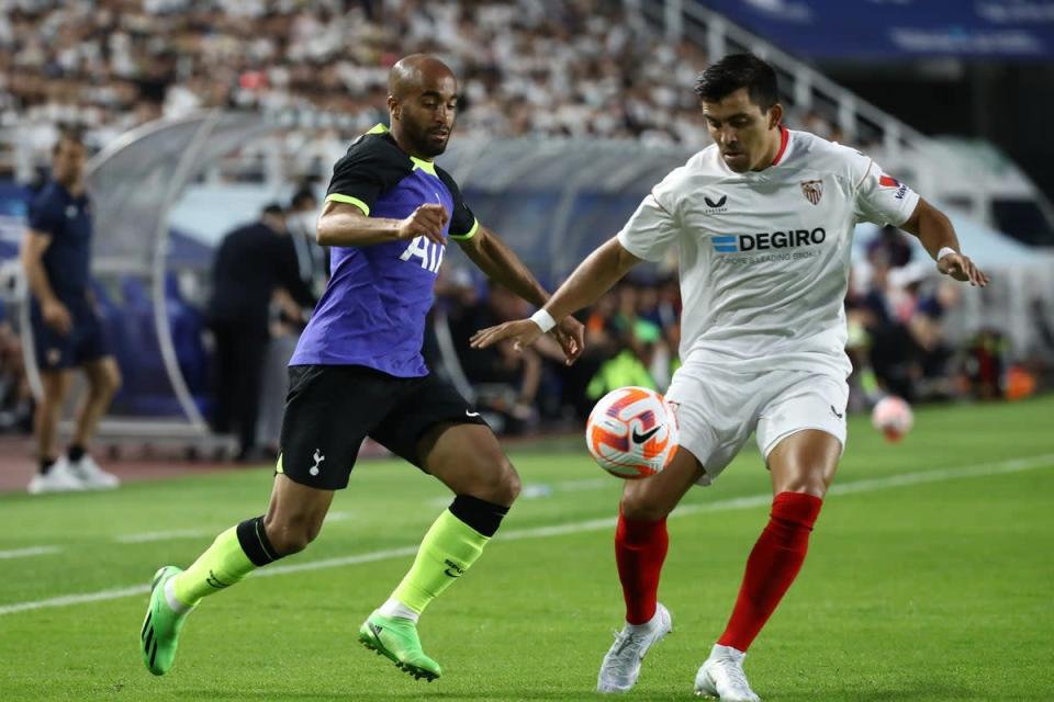 Lucas Moura was handed a chance to impress at right wing-back against Sevilla  (Tottenham Hotspur FC via Getty Images)