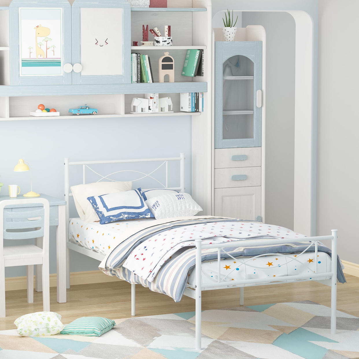 <p><a href="https://go.redirectingat.com?id=74968X1596630&url=https%3A%2F%2Fwww.walmart.com%2Fip%2FYoneston-Kids-Twin-Size-Metal-Platform-Bed-Frame-with-Bowknot-Headboards-Easy-Assembly-Mattress-Not-Included-White%2F306676075&sref=https%3A%2F%2Fwww.goodhousekeeping.com%2Fhome-products%2Fg45209823%2Fbest-cheap-bed-frames%2F" rel="nofollow noopener" target="_blank" data-ylk="slk:Shop Now;elm:context_link;itc:0;sec:content-canvas" class="link rapid-noclick-resp">Shop Now</a></p><p>Twin Metal Platform Bed Frame </p><p>walmart.com</p><p>$59.98</p>