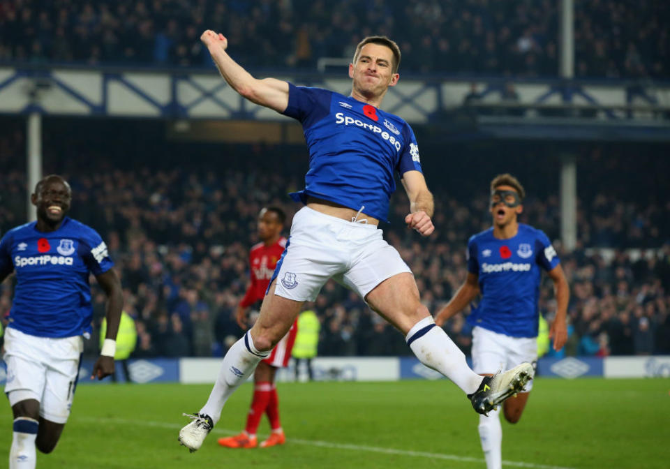 Baines during the Premier League match between Everton and Watford at Goodison Park