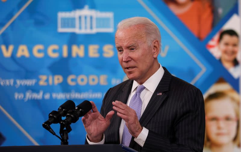 FILE PHOTO: U.S. President Joe Biden speaks about authorization of COVID-19 vaccine for children ages 5 to 11 at the White House in Washington