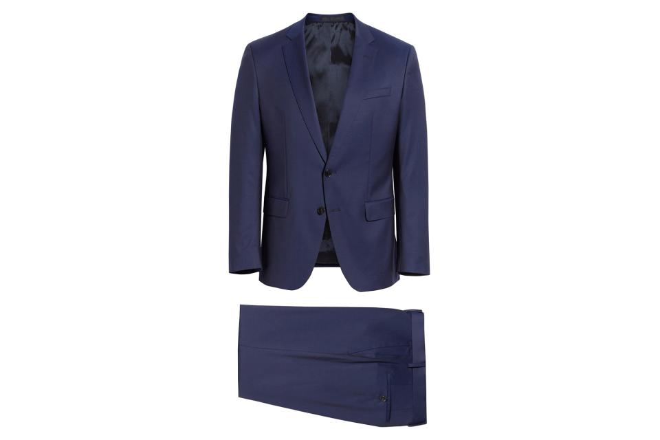 BOSS Huge/Genius trim fit solid wool suit (was $895, 33% off)