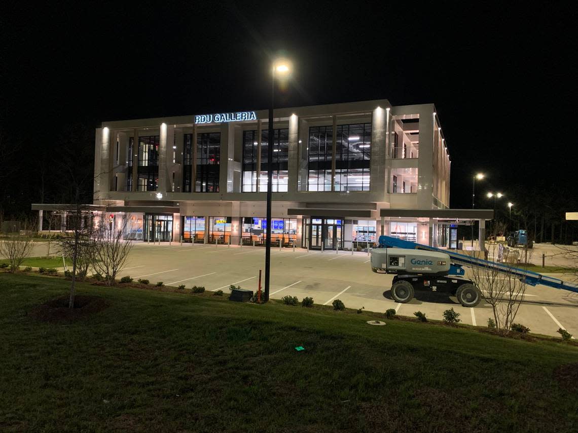 The RDU Galleria is expected to open in late April 2023 at Aviation Parkway and Interstate 40 near Raleigh-Durham International Airport.