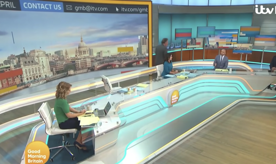 Piers Morgan stormed off of GMB after being challenged by Alex Beresford. (ITV)