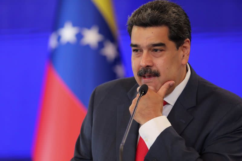 FILE PHOTO: Venezuelan President Nicolas Maduro holds a press conference in Caracas