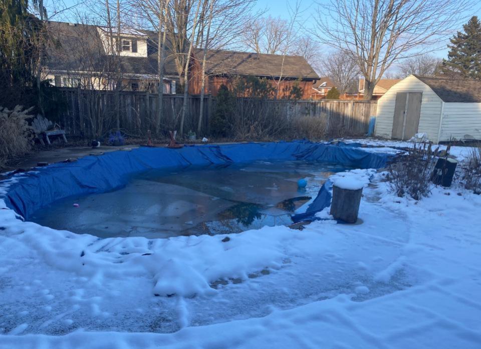 The swimming pool in the backyard of Paula Maness' home in Petrolia, Ont. did not have  a fence separating it from the house. 