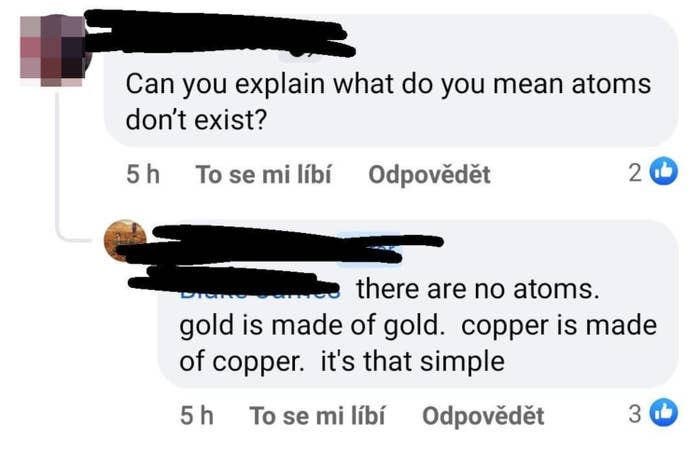 person who says atoms don't exist