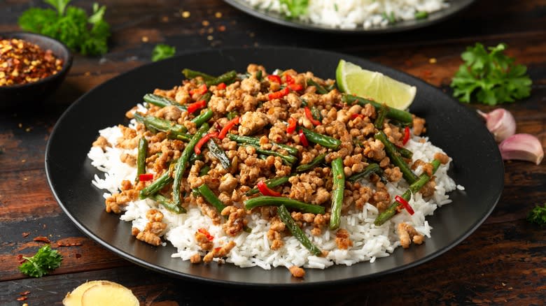 Stir-fried pork with rice