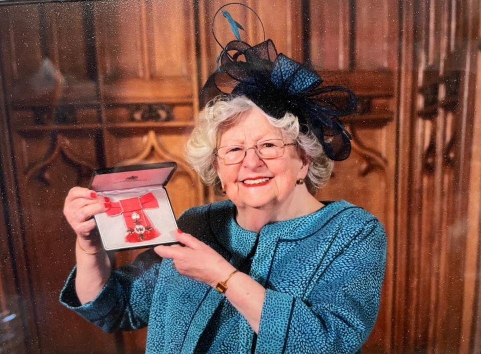 Bradford Telegraph and Argus: Professor Diana Anderson pictured at Windsor Castle after he was awarded her MBE in the 2022 New Year Honours List, for services to Genetic and Reproductive Toxicology