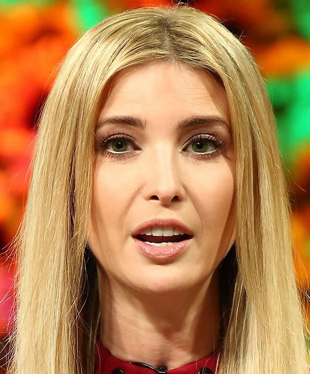 Speaking at the Fortune Most Powerful Women Summit last year, Ivanka showed off distinctly green eyes. Photo: Getty