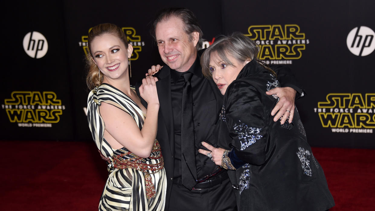  Billie Lourd, Todd and Carrie Fisher at the Star Wars: The Force Awakens premiere 