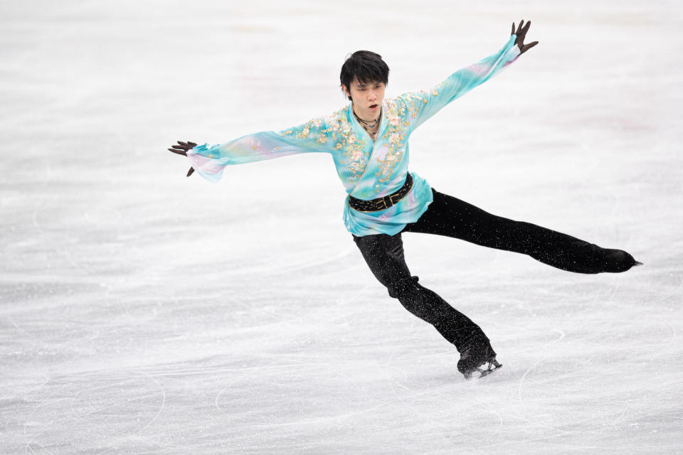 Japan's Yuzuru Hanyu competes in the men's free skate during the 2021-22 Japan Figure Skating Championships at Saitama Super Arena in Saitama on December 26, 2021. (Photo by Philip FONG / AFP) (Photo by PHILIP FONG/AFP via Getty Images)