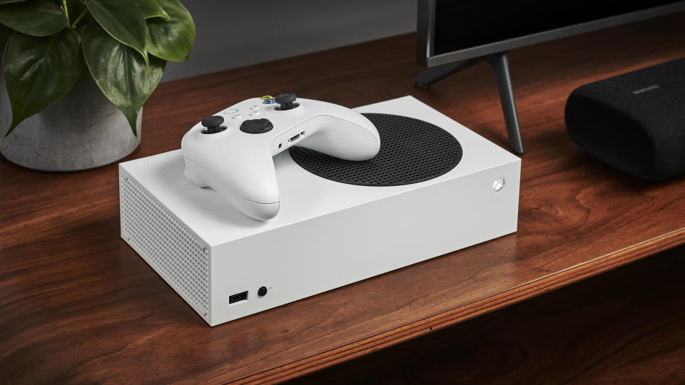 Living room with a Microsoft Xbox Series S home video game console alongside a television and soundbar, taken on October 27, 2020. (Photo by Phil Barker/Future Publishing via Getty Images)