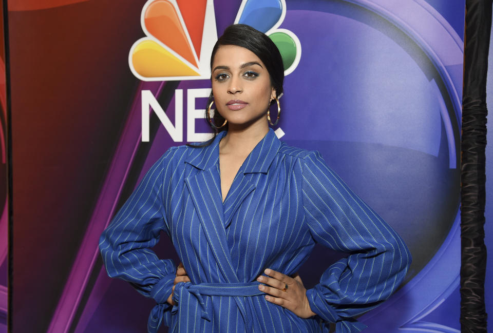 FILE - This May 13, 2019 file photo shows Lilly Singh at the NBC 2019/20 Upfront in New York. Singh’s late-night show “A Little Late With Lilly Singh” debuts on NBC on Monday, Sept. 16, 2019, making the YouTube sensation only the second woman of color to host a nightly network talk show in the past two decades. (Photo by Evan Agostini/Invision/AP, File)