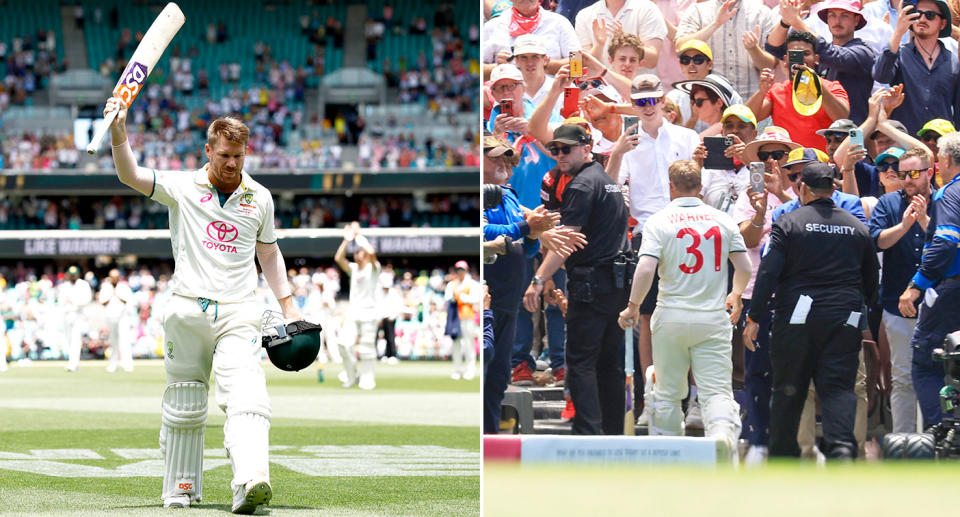 These images show David Warner in his final cricket Test for Australia at the SCG.