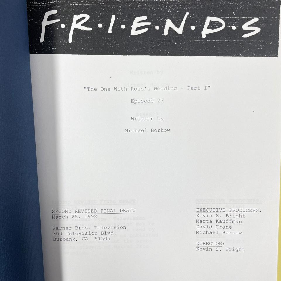 The discovered "Friends" script for "The One With Ross's Wedding Part I"