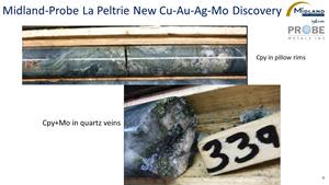 MD Probe La Peltrie New Cu-Au-Ag-Mo Discovery
