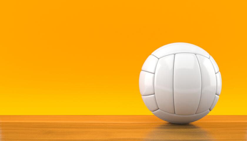 Volleyball ball on orange background. 3d illustration