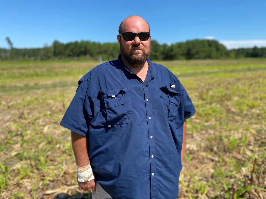 Trent Pendarvis was the first person charged with violating the South Carolina Hemp Farming Act. SLED agents charged him with unlawful cultivation of hemp, a charge the prosecutor later dropped finding “insufficient evidence” Pendarvis willfully violated the act by planting his hemp crop in a different field than the one he identified in his hemp license application. (WJZY Photo/Jody Barr)