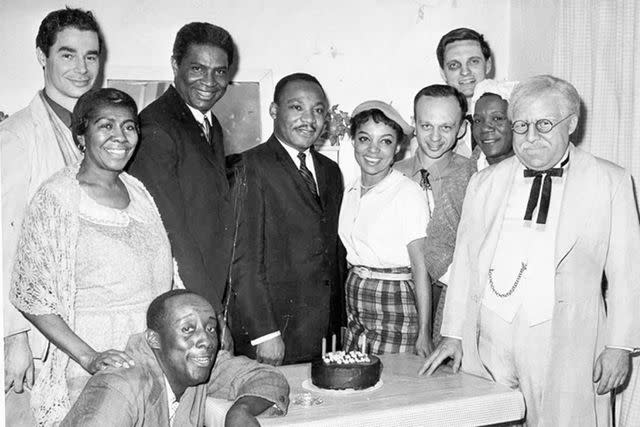 <p>Thomas E. Poag</p> Martin Luther King, Jr. (center). with the cast of 'Purlie Victorious' in 1962