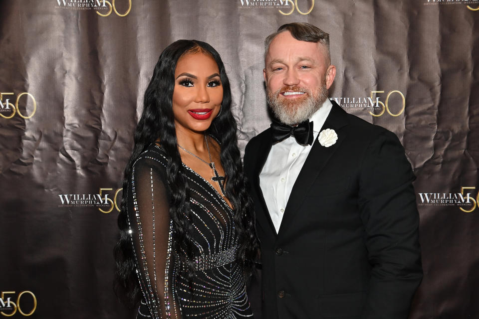AUSTELL, GEORGIA – AUGUST 04: Tamar Braxton and Jeremy “JR” Robinson attend Bishop William Murphy’s 50th birthday celebration at Riverside EpiCenter on August 04, 2023 in Austell, Georgia. (Photo by Paras Griffin/Getty Images)