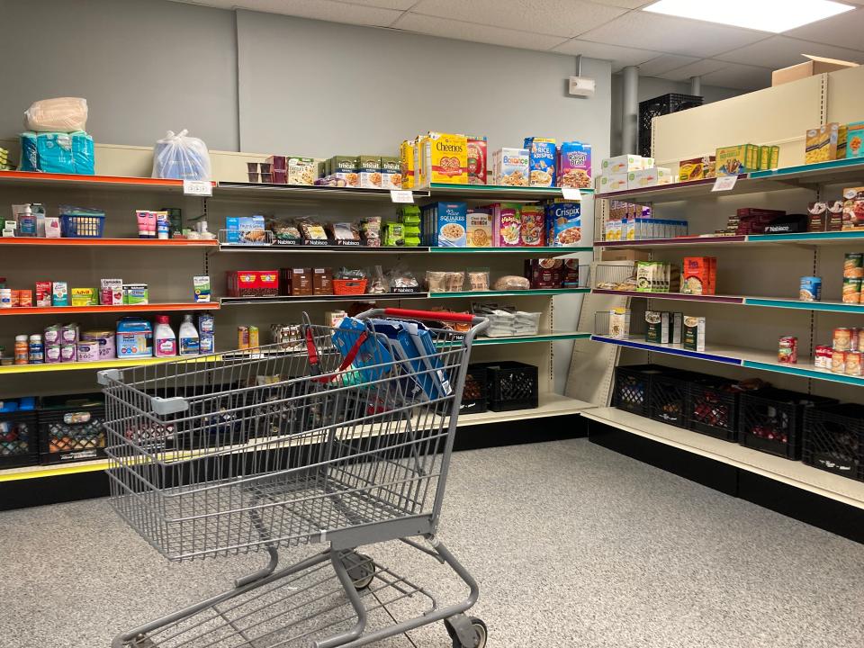 The pantry at Waukee Area Christian Services awaits clients on Sept. 20, 2023. The nonprofit's executive director, Melissa Stimple, said she's seen the number of people living with poverty steadily grow in the 18 years she’s been with the nonprofit.