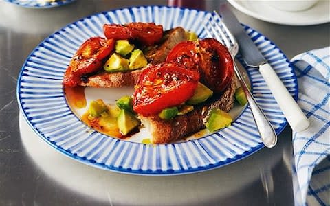tomatoes and avocado on toast - Credit: Yuki Sugiura