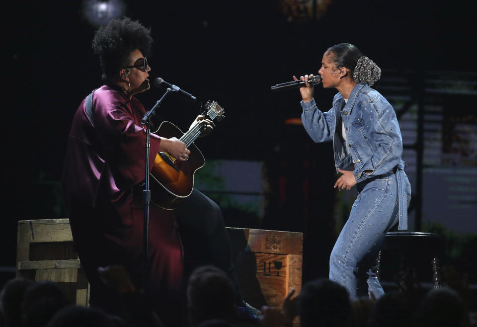 Brittany Howard, left, and Alicia Keys perform at the 62nd annual Grammy Awards on Sunday, Jan. 26, 2020, in Los Angeles. (Photo by Matt Sayles/Invision/AP)