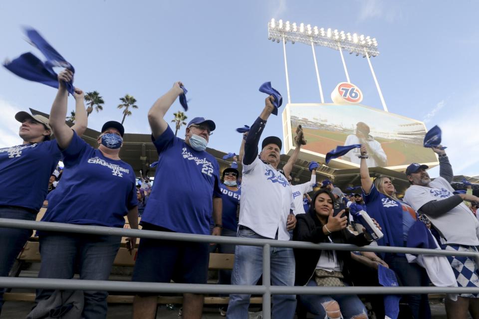 Dodgers fans before the game.