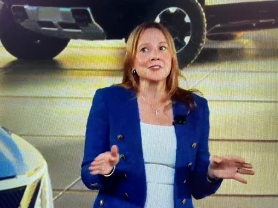 GM CEO Mary Barra outlines GM's future for investors at GM Investor Day in New York City on Nov. 17, 2022.