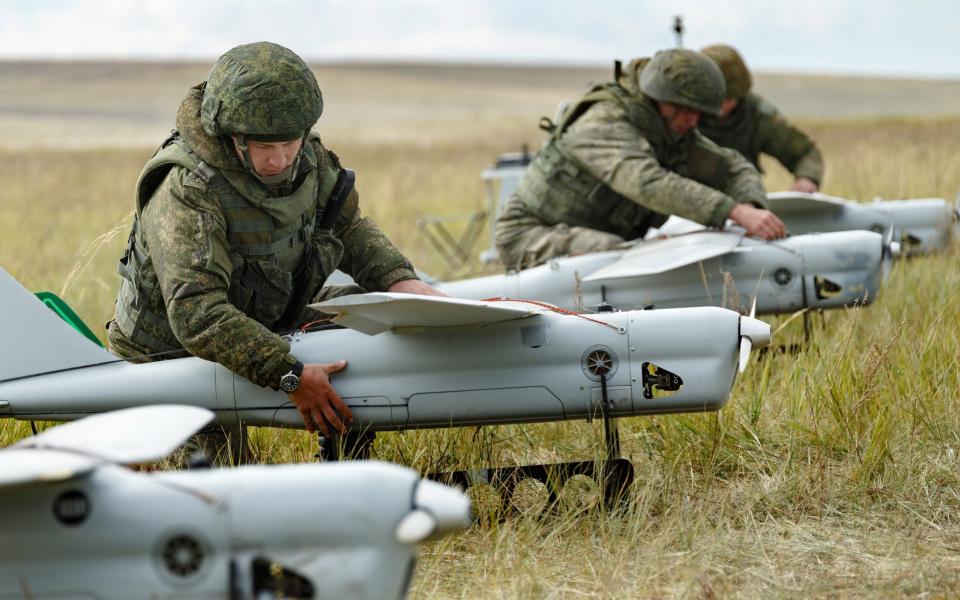 Russian troops undertake military exercises using Orlan-10 drones, which contain components from around the world - TASS