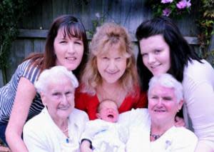 Gladys Sweeting and her clan: Six generations of one family set a world record. (photo courtesy of worldrecordsacademy.org)