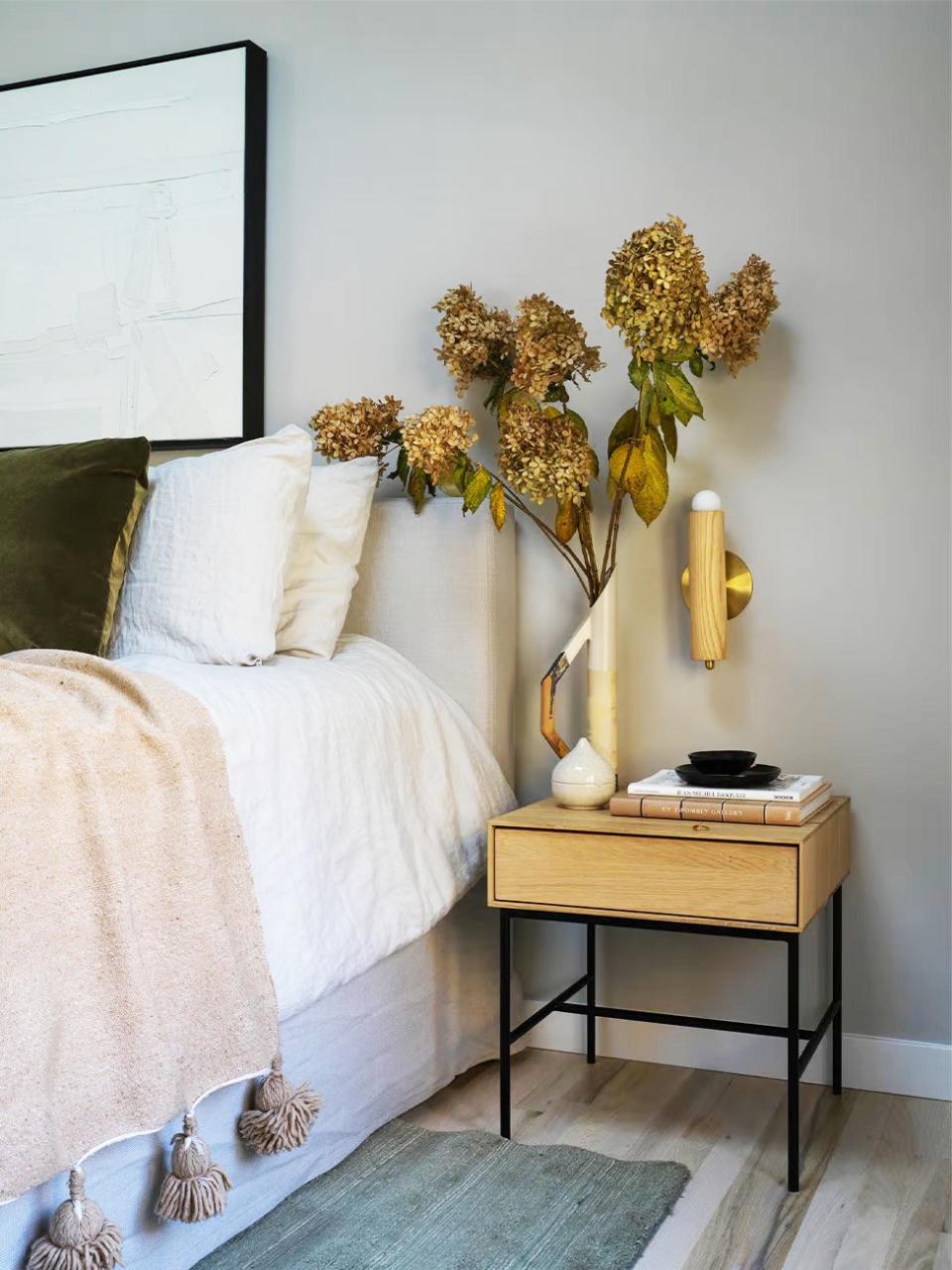 flowers on nightstand