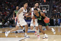 <p>Jared Butler #12 of the Baylor Bears drives with the ball against the Gonzaga Bulldogs during their game in the Second Round of the NCAA Basketball Tournament at Vivint Smart Home Arena on March 23, 2019 in Salt Lake City, Utah. (Photo by Patrick Smith/Getty Images) </p>