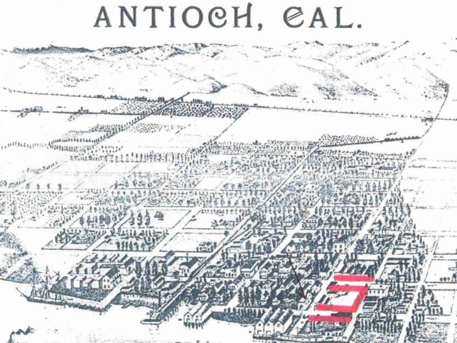 A map of Antioch, California, showing the Chinatown in the 1800s (Antioch Historical Society & Museum)