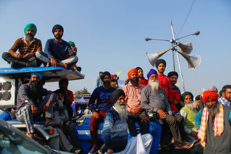 FILE PHOTO: Protest against newly passed farm bills at Singhu border near New Delhi