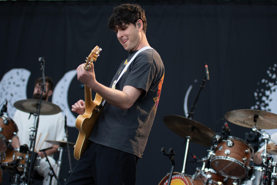 Ezra Koenig of Vampire Weekend performs.