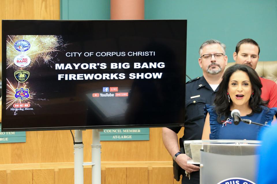 Corpus Christi Mayor Paulette Guajardo held a press conference at City Hall to announce her Big Bang Fireworks Show on Thursday, June 23, 2022.