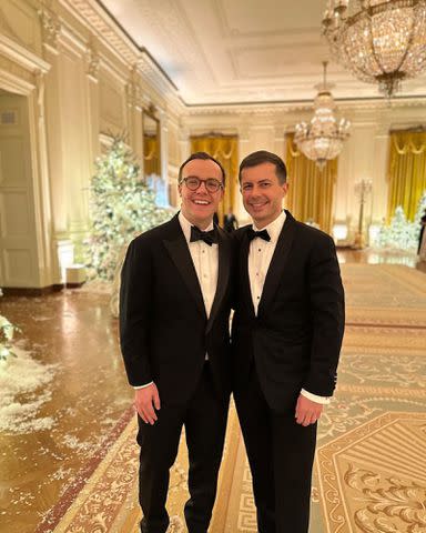 <p>Chasten Buttigieg Instagram</p> Chasten Buttigieg (left) and Pete Buttigieg at the White House in 2022